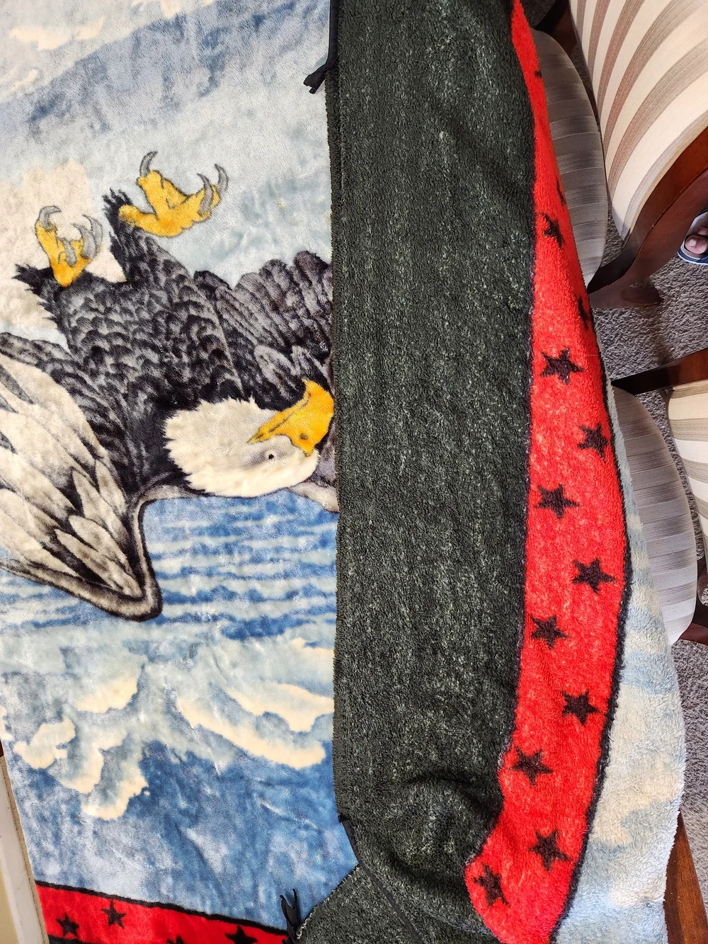 Vintage Golden Bear Heavy Duty Fleece Eagle Blanket Size 85×78